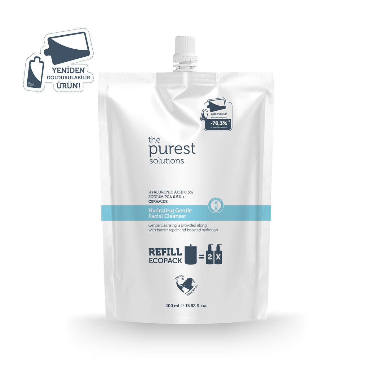Hyaluronik Asit Temizleme Jeli Ekolojik Yedek Paket: Kuru &amp; Karma Ciltler İçin Nemlendirici ve Bariyer Onarıcı 400 Ml