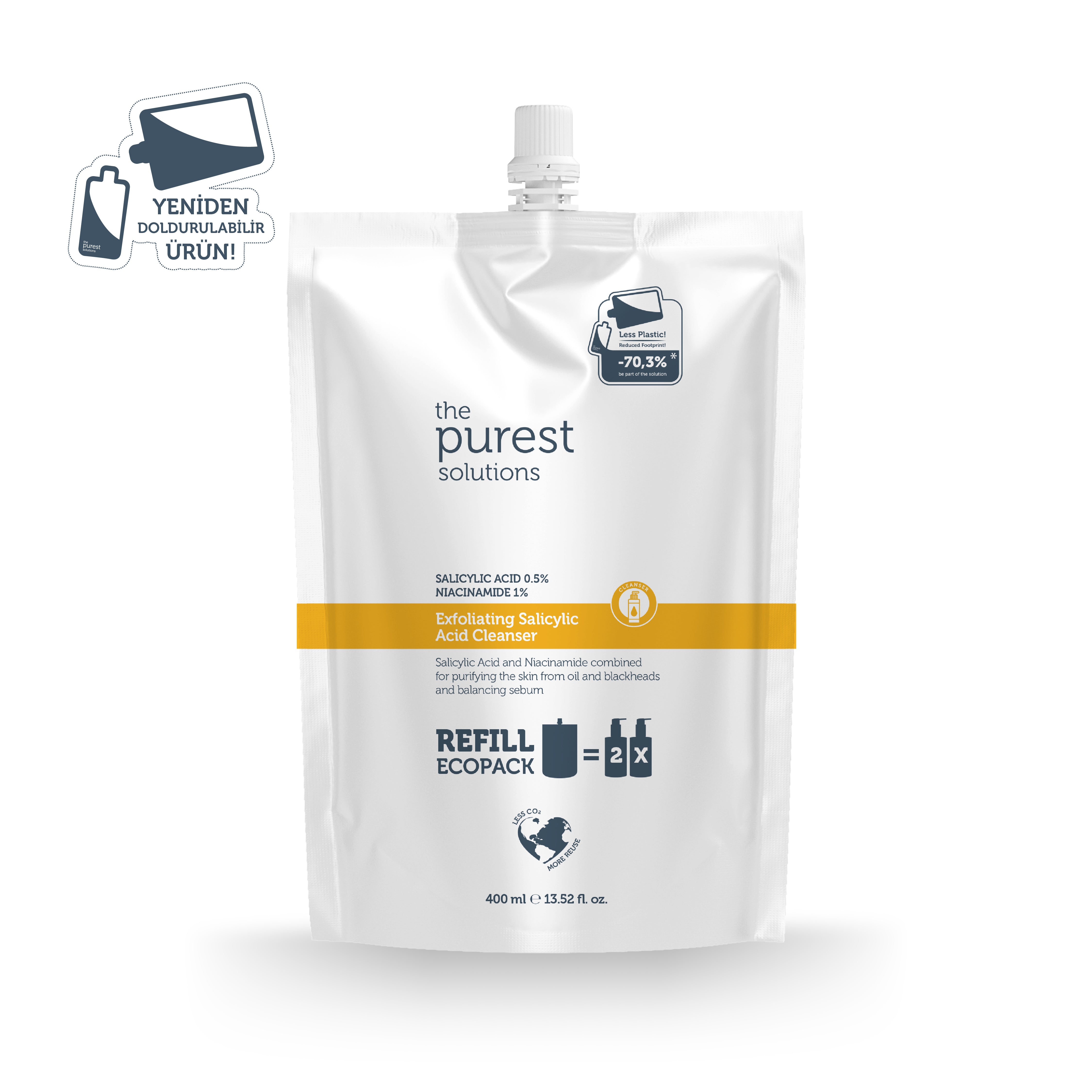 The Purest Solutions Salicylic Acid Cleansing Gel Refill 400ml for Oily/Combination Skin | The Purest Solutions